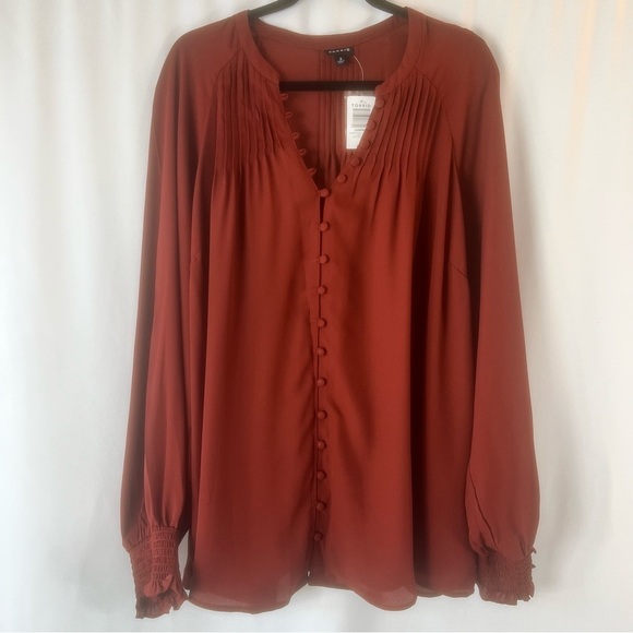 NWT Torrid Georgette Smocked Blouson Sleeve Blouse
Button-Down Blouse Size: 3 - Picture 5 of 17